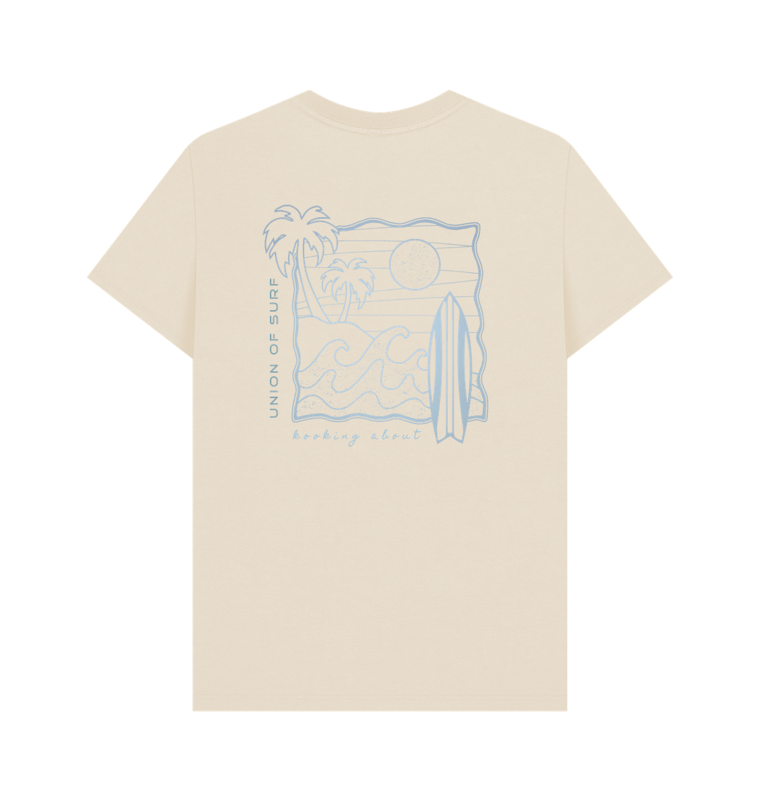 Men's Kooking About graphic tee made from organic cotton with vibrant beach-inspired design