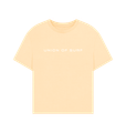 Womens pastel shades oversized t shirt made from organic cotton with sustainable graphic beach vibes design