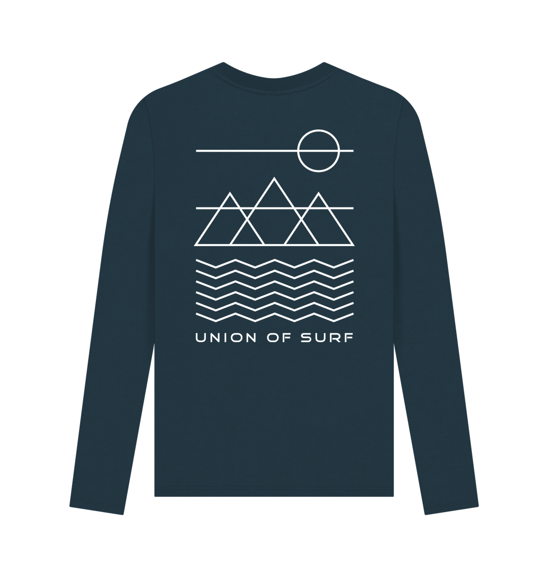 Men’s Long Sleeve Coastal Graphic T-Shirt with ocean-inspired beach graphics on soft breathable cotton