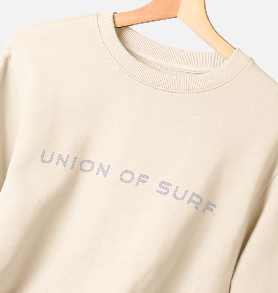 Detail of organic cotton fabric on Relaxed Fit Coastal Sweatshirt showing soft knit texture