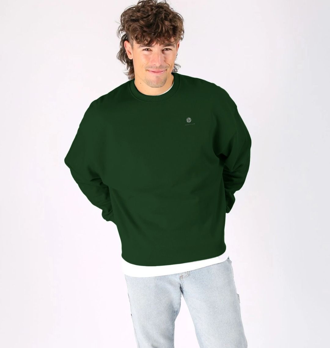 Mens relaxed fit jumper with surf print on the rear.