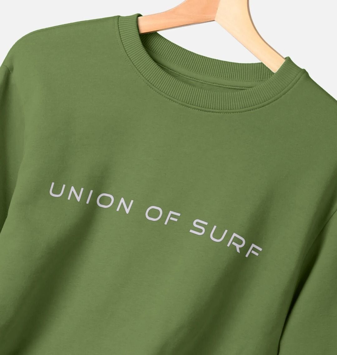 Detail of organic cotton fabric on Relaxed Fit Coastal Sweatshirt showing soft knit texture