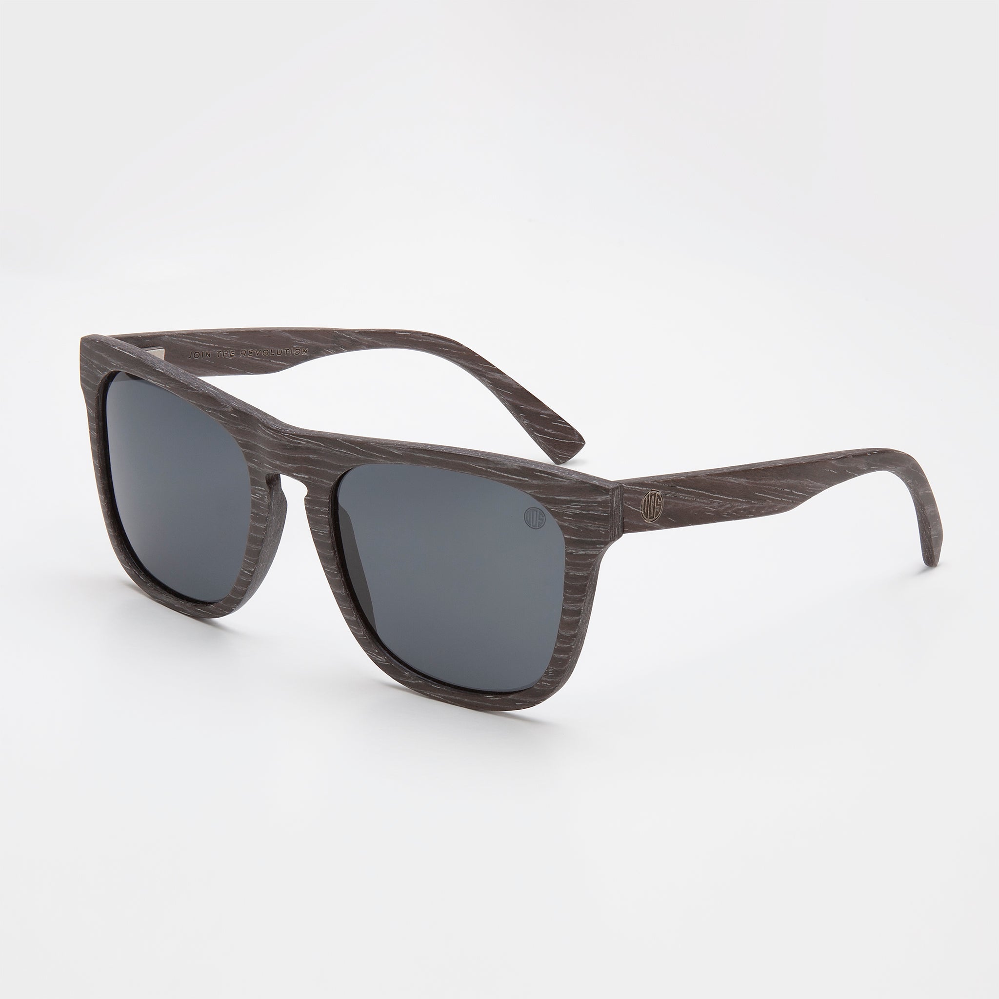 Black wood sunglasses with polarised lens.