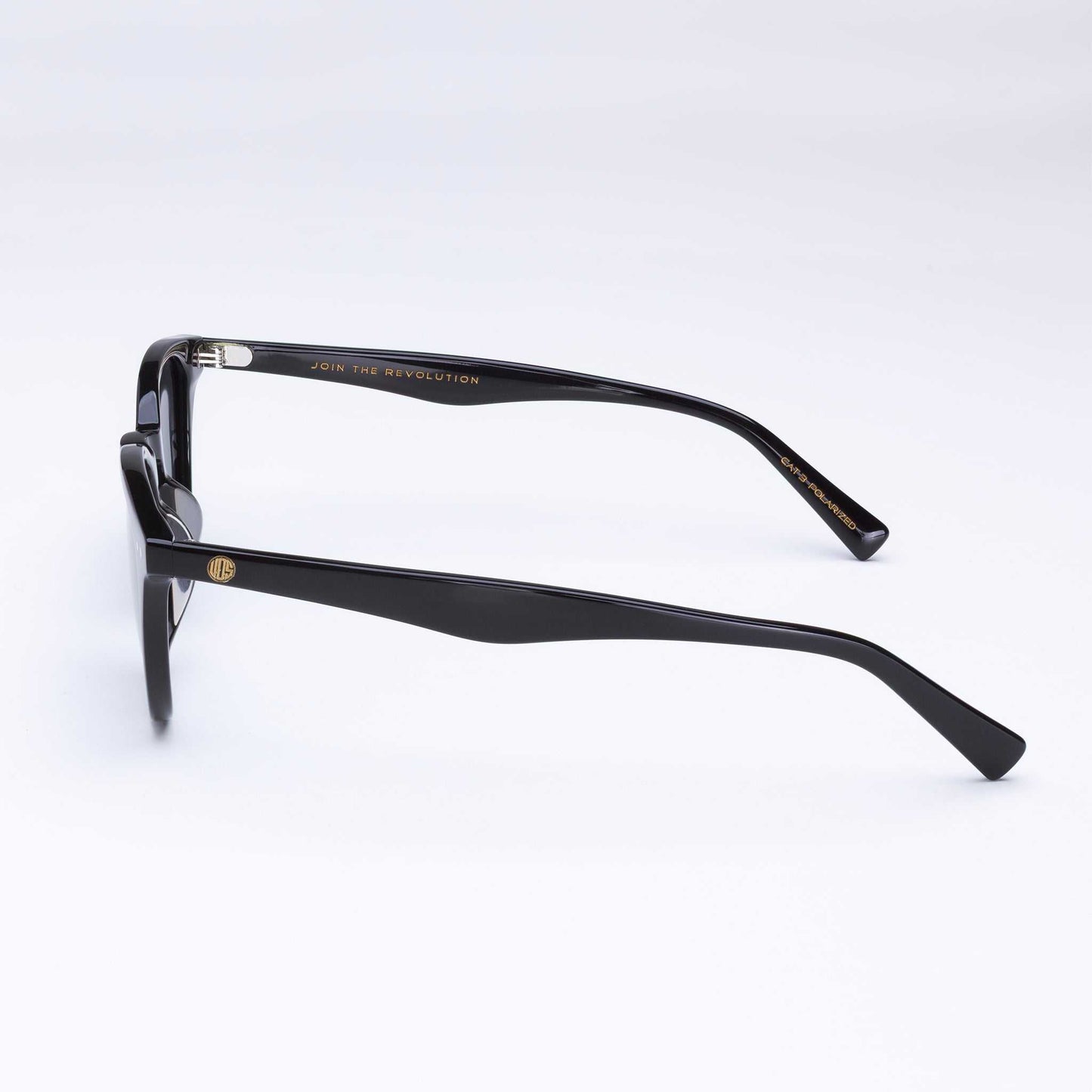 All black Reef Break Sunglasses with bio-acetate polarised lenses designed for sustainable coastal style