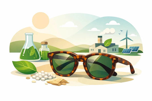 Close-up of bio acetate sunglasses benefits highlighting eco-friendly benefits