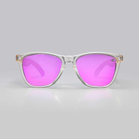Guide to buying sunglasses showing various lens types and frame materials for eye protection and style