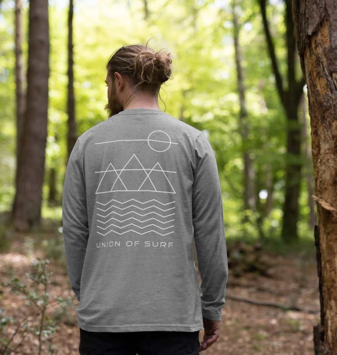 group of hikers wearing sustainable outdoor wear UK gear on a forest trail