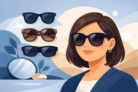 Wide fit sunglasses with rectangular frames on a round face, showcasing balanced style and comfort outdoors