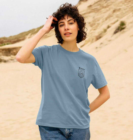 Women’s surf clothing featuring sustainable organic cotton with unique prints from Union of Surf collection