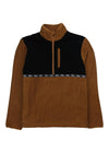 Vissla Hike Eco Polar Fleece pullover in brown and black polyester fleece, with a half zip, chest pocket and logo band.