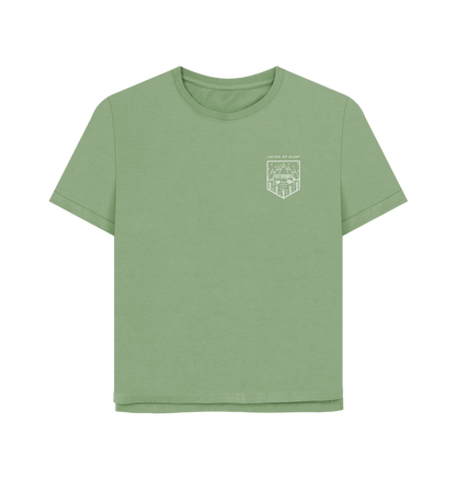 Women's graphic tees made from organic cotton with vibrant beach-inspired prints and sustainable production