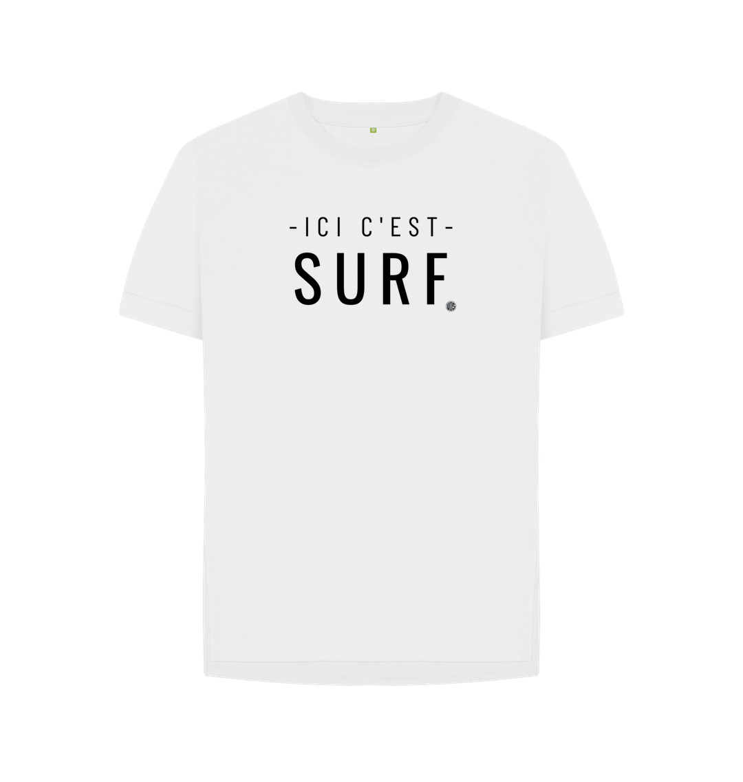 White Womens Ici C'est Surf T-shirt-graphic tees