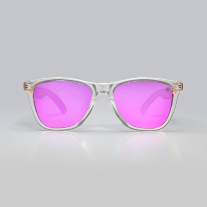 Womens Sunglasses Eco Friendly with pink polarised lens.