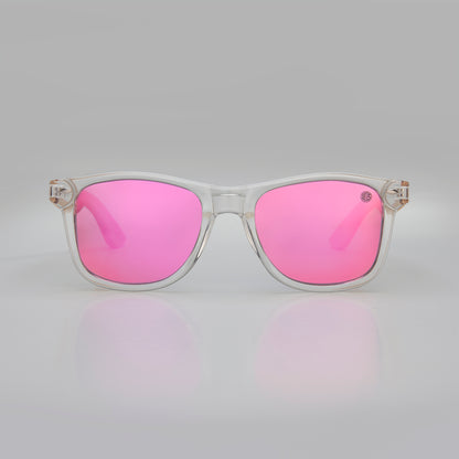 Eco Friendly Sunglasses. Pink Polarised Lens