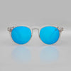 Malibu sunglasses with polarised Category 3 UV protection and rosewood arms on transparent frame