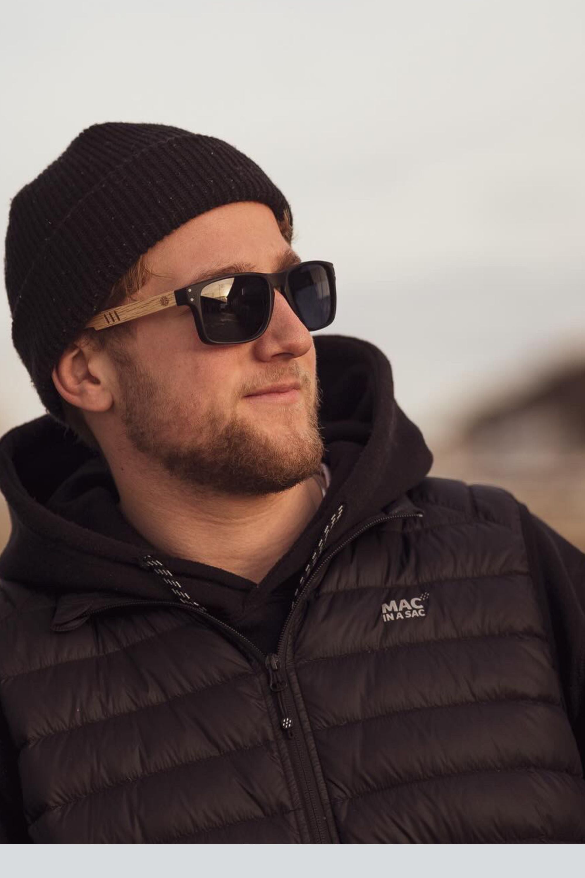 wood framed sunglasses with polarised lens