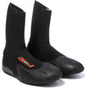 O'Neill Epic 5mm Boots in black neoprene with round toe, reinforced rubber sole, and red logo patch on the ankle.