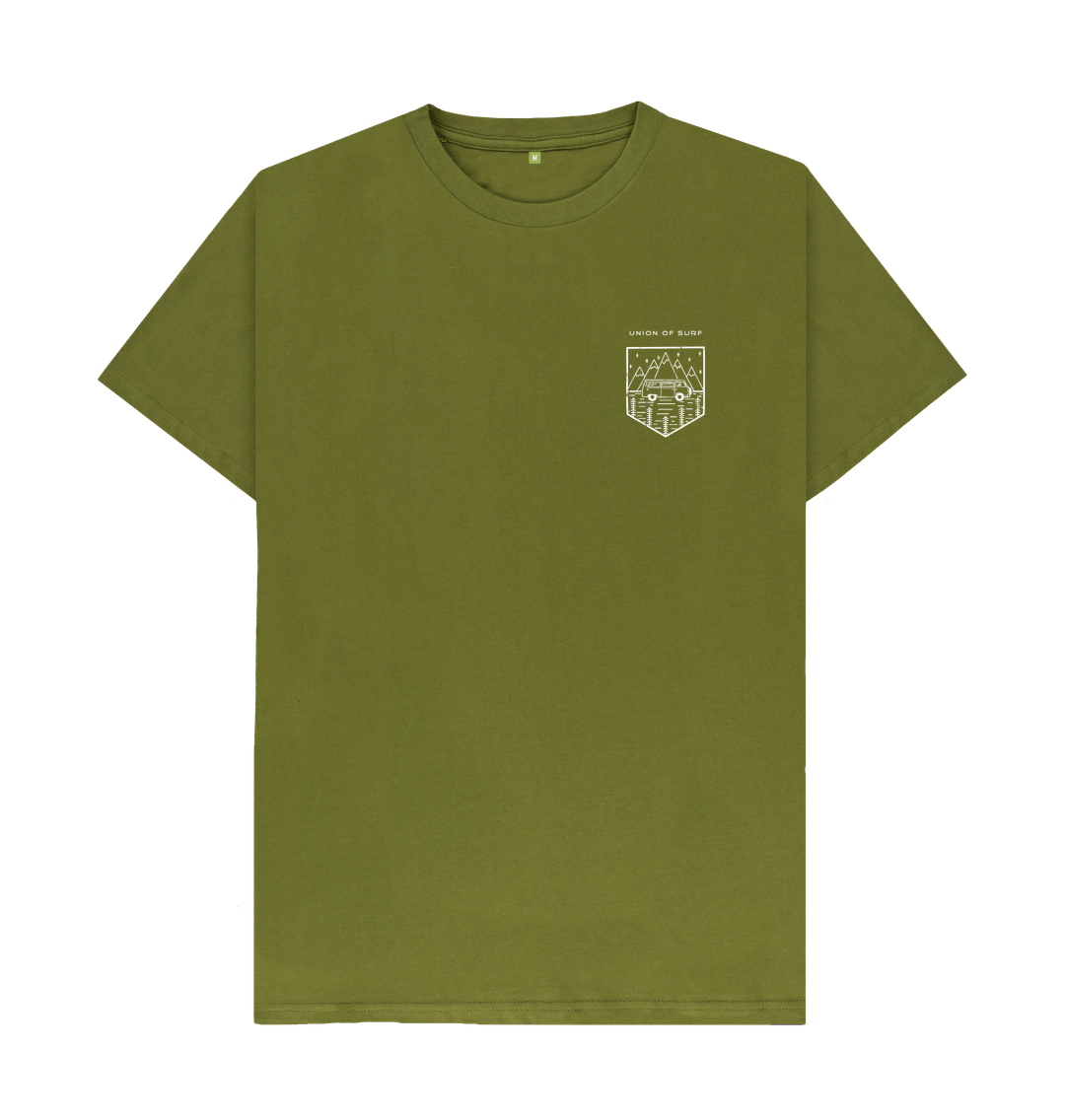 Moss Green Distressed Camper Badge Tee