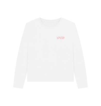 Women's graphic long sleeve tee in organic cotton with "Local Break Lover" design, sustainable and eco-friendly fashion.