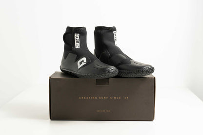 3mm Kids FAZE Wetsuit Boot in black neoprene with textured rubber soles, ankle support and adjustable Velcro closures.