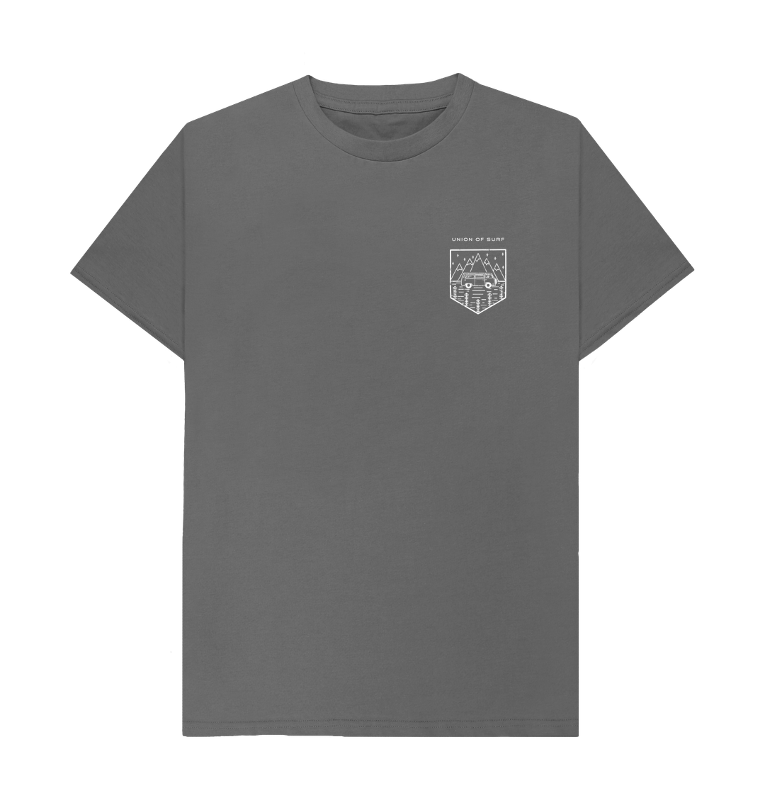 Slate Grey Distressed Camper Badge Tee