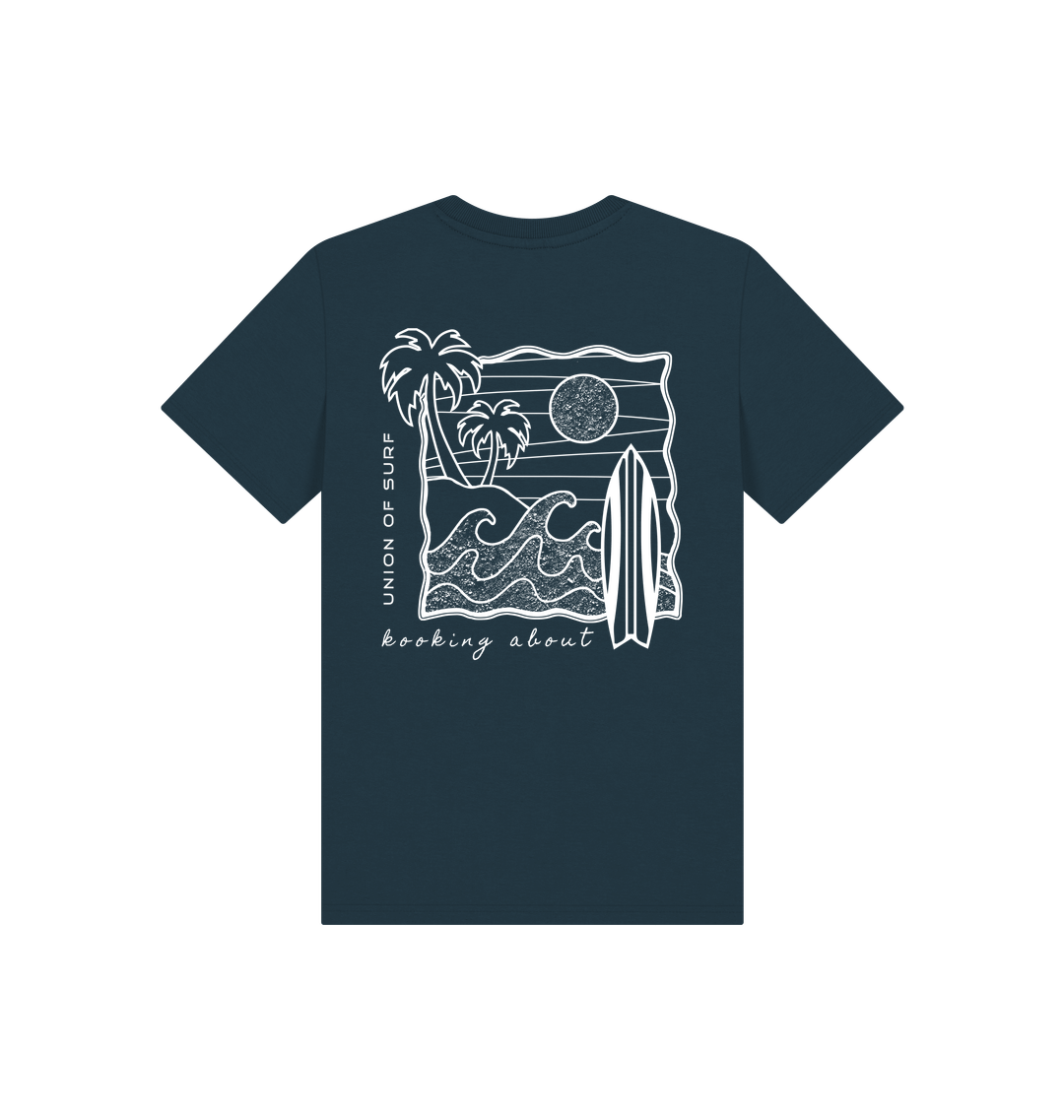 Denim Blue Printed Kids T-Shirt Back