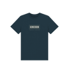 Kids organic cotton surf t-shirt with size guide for ages 3-12 years, eco-friendly and sustainable.