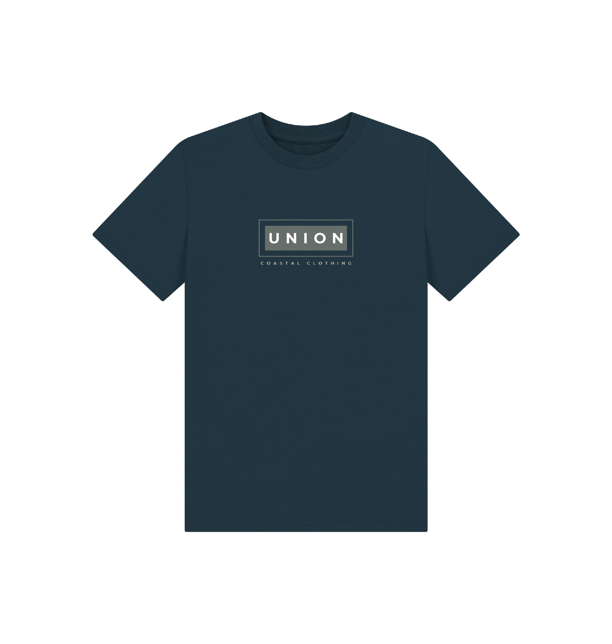 Kids organic cotton surf t-shirt with size guide for ages 3-12 years, eco-friendly and sustainable.