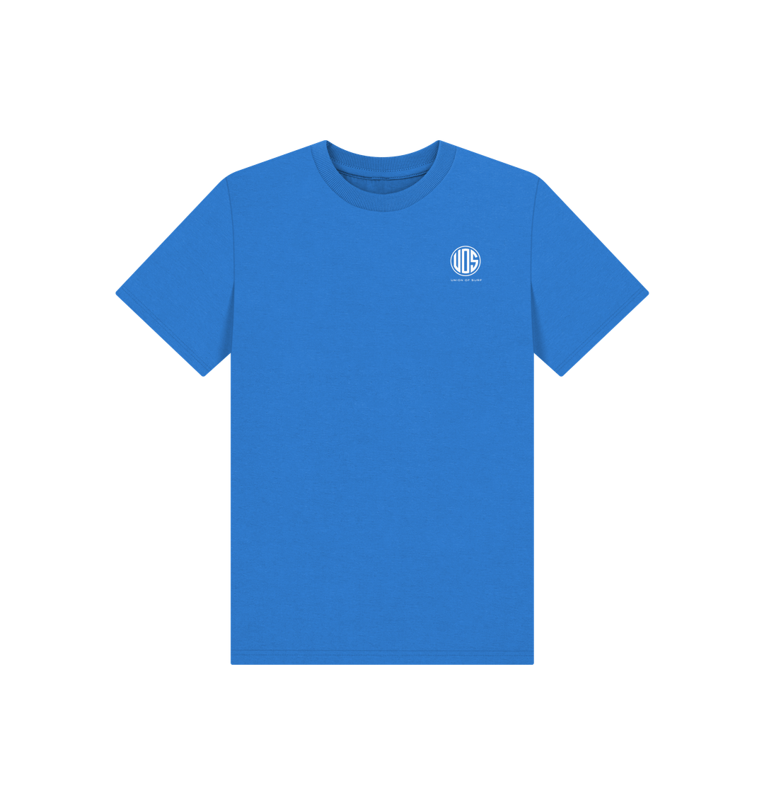 Bright Blue Printed Kids T-Shirt Front