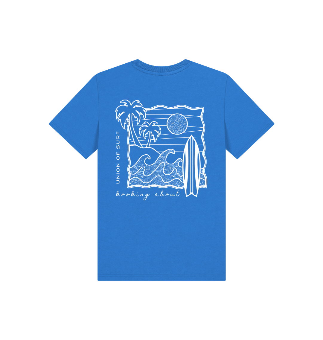 Bright Blue Printed Kids T-Shirt Back