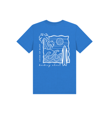 Bright Blue Printed Kids T-Shirt Back