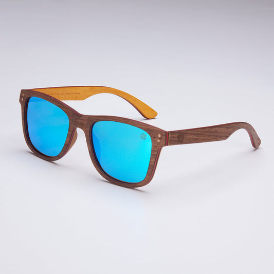 Eco Friendly Sunglasses. Blue Mirrored Polarised Lens