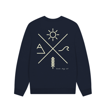 Navy Blue Printed Sweater Back