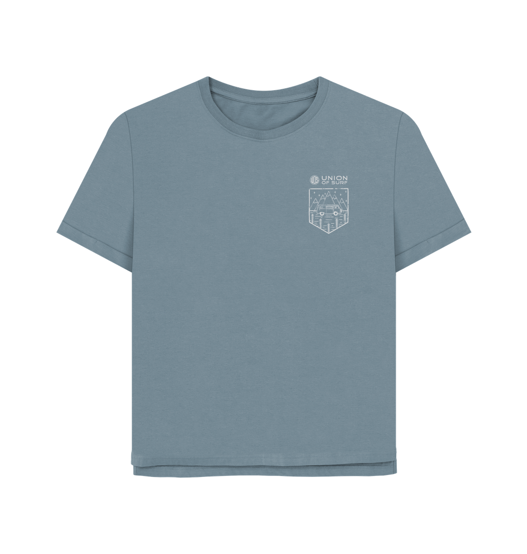 Stone Blue Womens T-Shirt, Kooks on the Road.