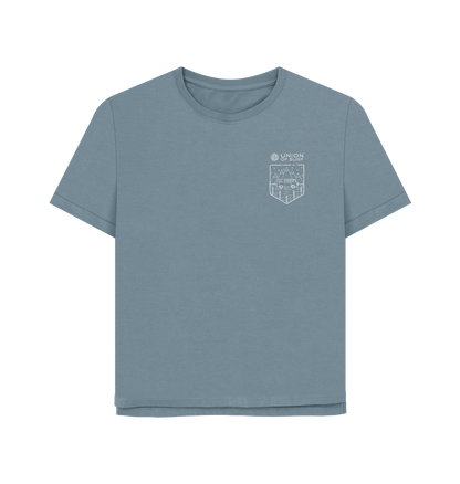 Stone Blue Womens T-Shirt, Kooks on the Road.