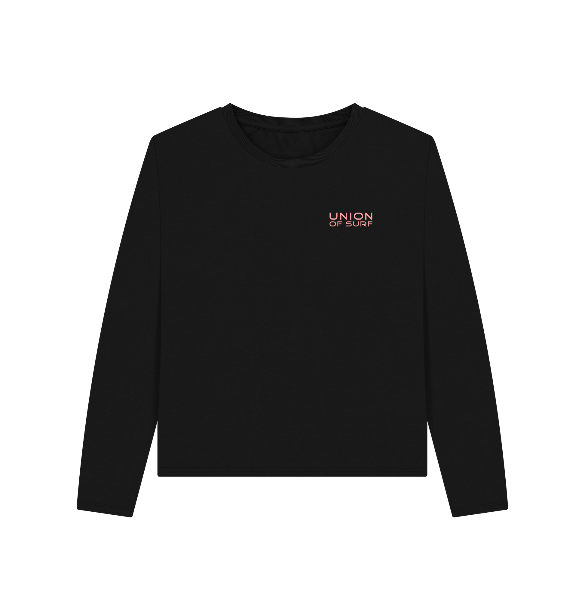 Woman wearing a Local Break Lover long sleeve graphic tee made from organic cotton