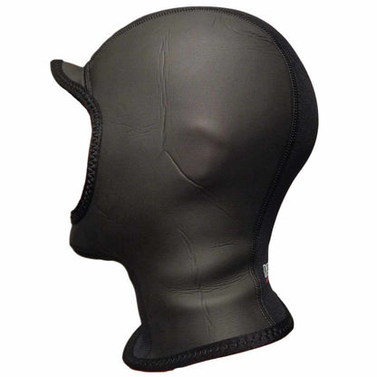 3mm ICON Wetsuit Hood in black neoprene with a smooth finish, stitched seams, face opening and extended neck gator.