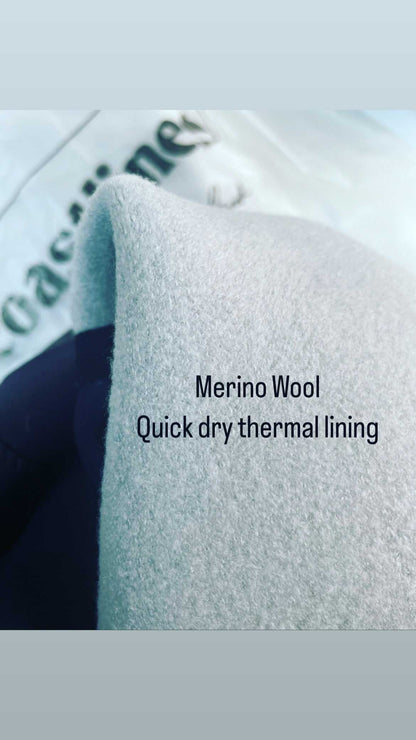 Merino Wool Lining on the inside of a Coastlines thermal Wetsuit