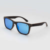 Fistral Black Wood sunglasses with black wood frame and sky blue polarized lenses