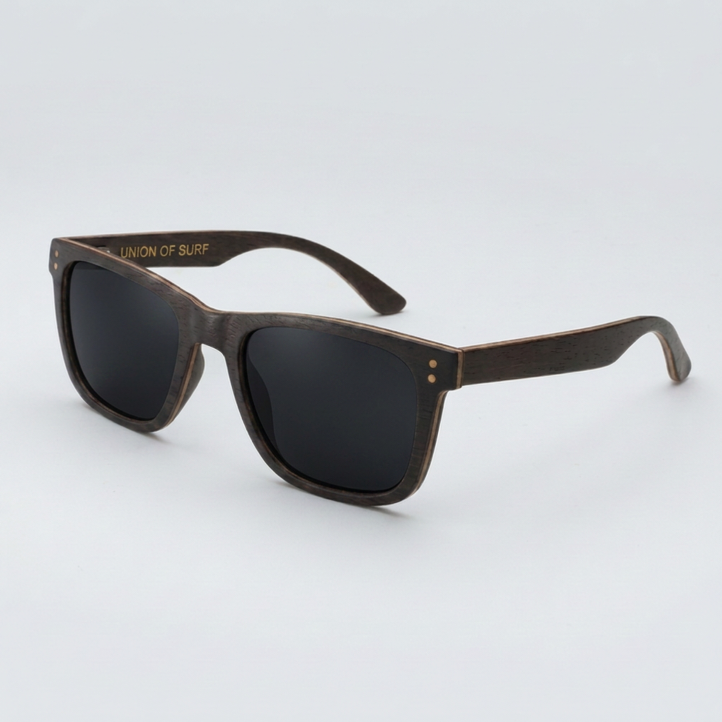 Fistral Black Wood sunglasses with black wood frame and blue polarised lenses