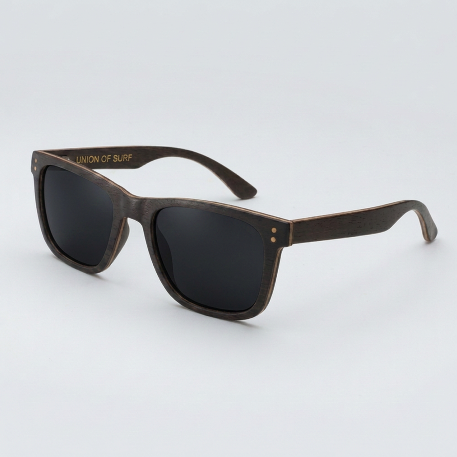 Fistral Black Wood sunglasses with black wood frame and blue polarised lenses