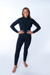 Merino Insulator Series Womens 4/3 Chest Zip Steamer wetsuit with wool thermal lining and taped seams for cold water durability