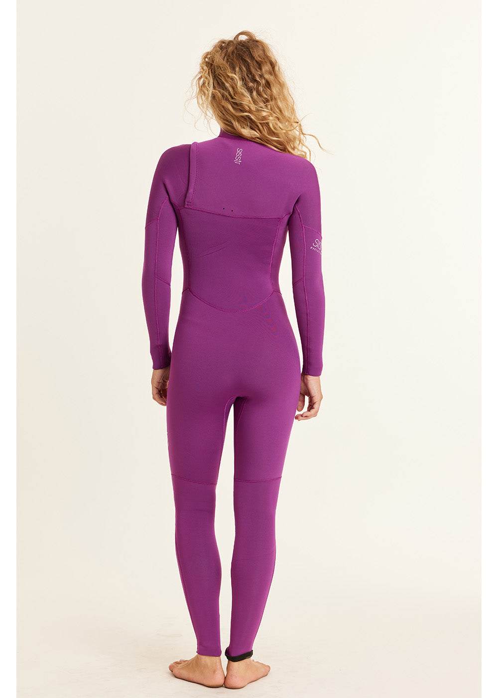 Sisstr 7 Seas 5/4 Chest Zip Wetsuit in deep purple neoprene with long sleeves and full leg coverage, featuring a contoured fit and seam details.
