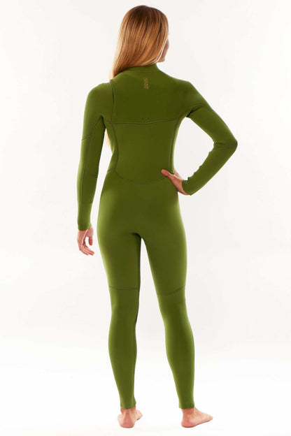 Sisstr 7 Seas 5/4 Chest Zip Wetsuit in olive green neoprene with a smooth, form-fitting design and full-length coverage.