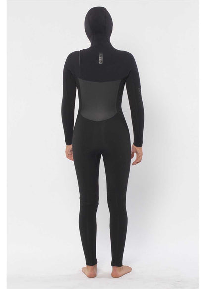 Sisstr 7 seas full-body wetsuit in black neoprene with hood and chest zip, featuring a smooth back panel and sleek fit