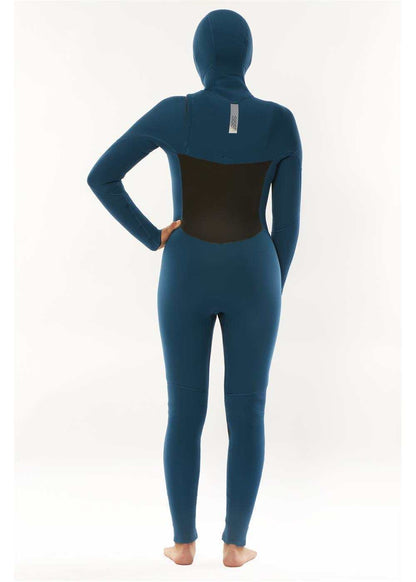 Sisstr 7 Seas 6/5 Hooded Chest Zip Wetsuit in dark blue neoprene with black back panel, full-body coverage and fitted hood design