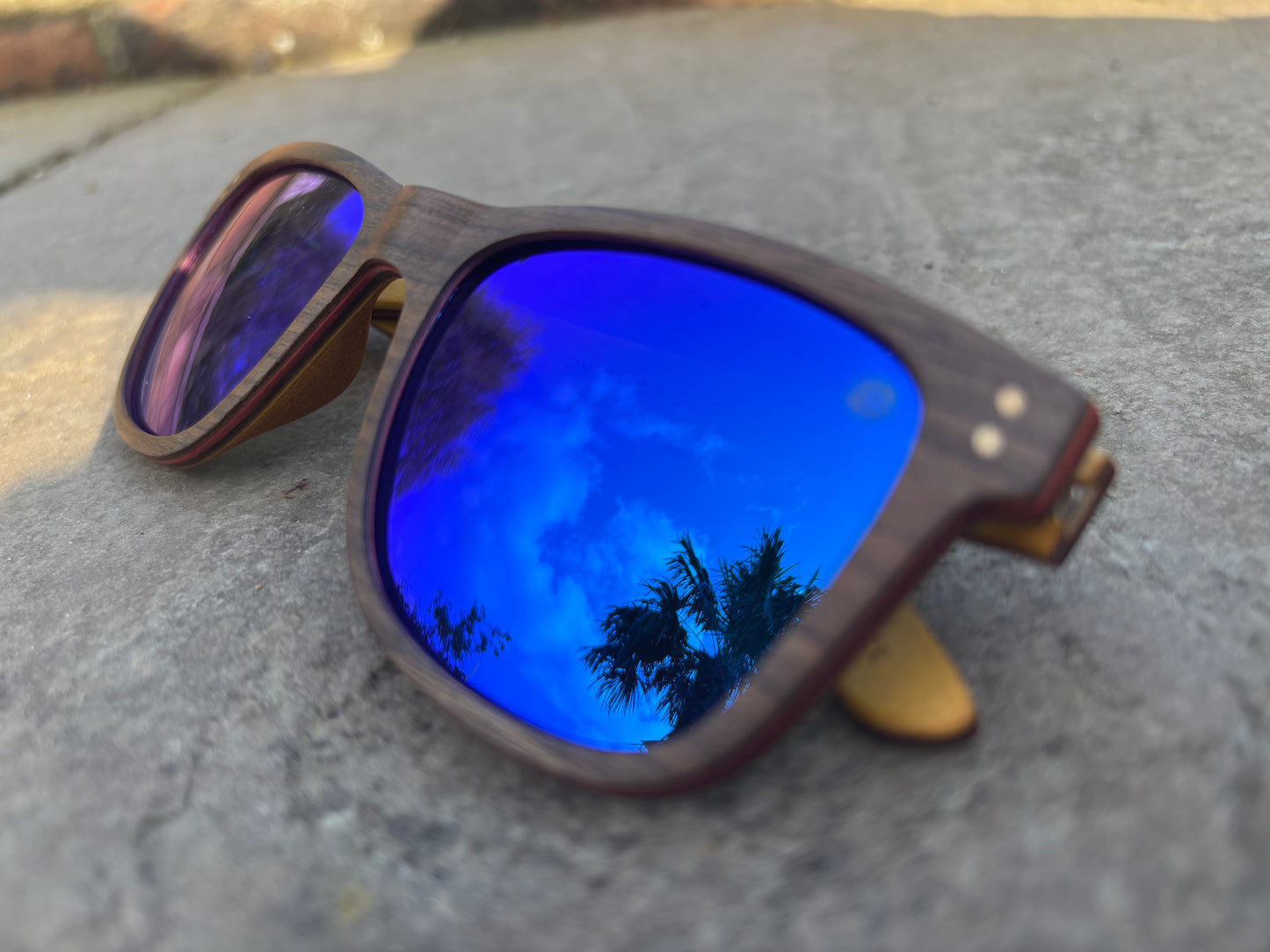 Eco Friendly Sunglasses. Blue Mirrored Polarised Lens
