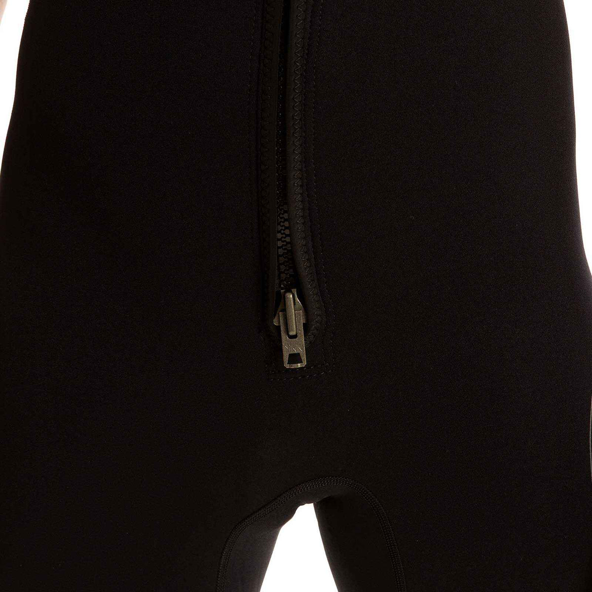 Mens 3/2mm LONG JOHN wetsuit in black neoprene, featuring a front zip and smooth, solid panels.