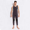 Mens 3/2mm LONG JOHN sleeveless wetsuit in dark grey neoprene with a front zip, teal side panels and black knee pads.