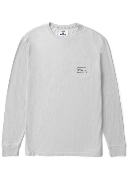 Vissla Coastwide Ls long-sleeve cotton tee in light gray, with a crew neck and small chest logo.